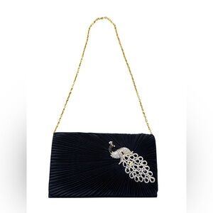Elegant Black Clutch with Gold Chain